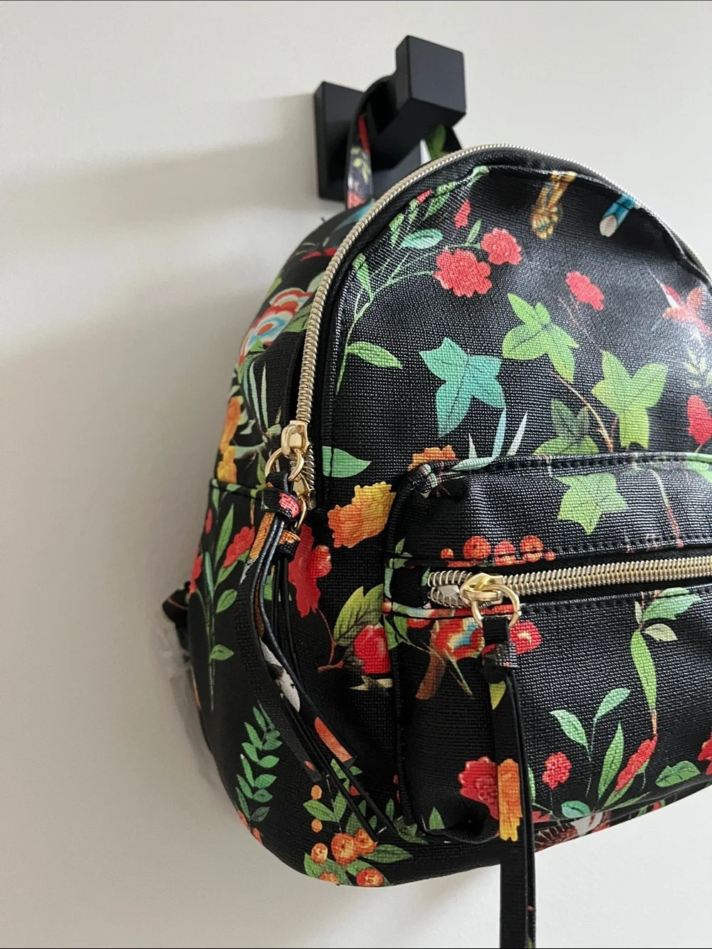 T Shirt & Jeans Mini Backpack Floral Birds  Zip Closure Rare NWT